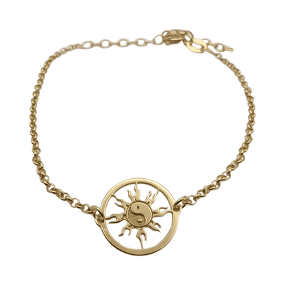 Pulsera Yinyang de plata 925 bañada en oro con símbolo yin yang