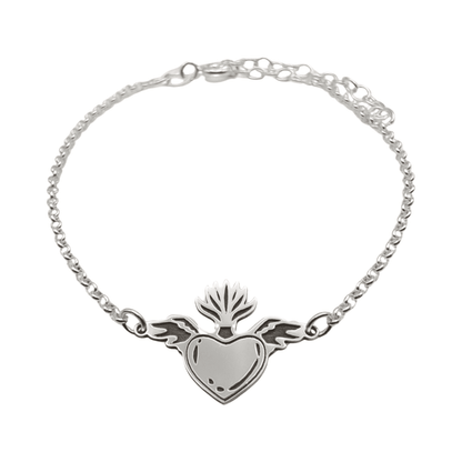Pulsera Okan de plata 925 con corazón y alas