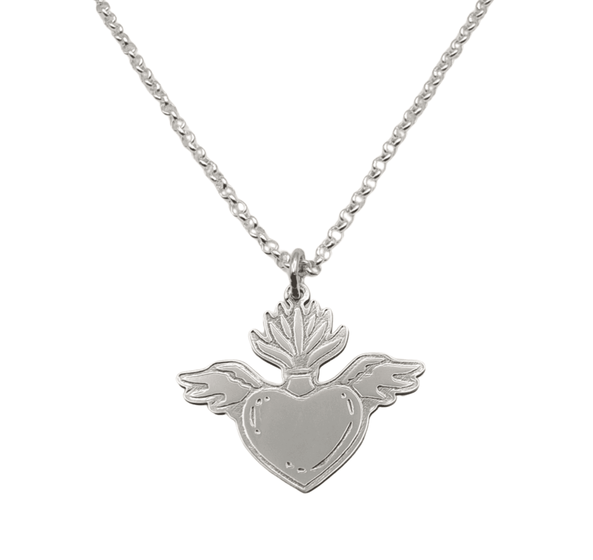 Collar Okan de plata 925 con corazón y alas