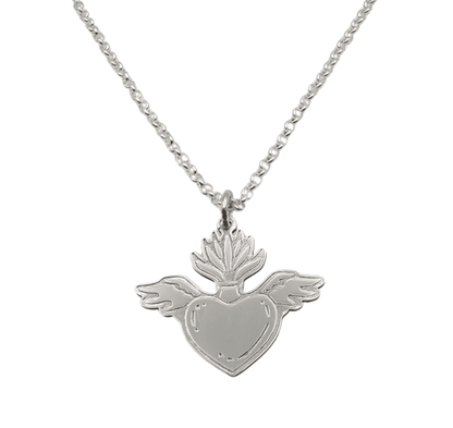 Collar Okan de plata 925 con corazón y alas