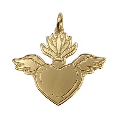Collar Okan de plata 925 bañado en oro con corazón y alas