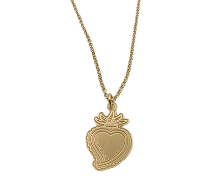 Collar Hati de plata 925 bañado en oro con corazón en llamas