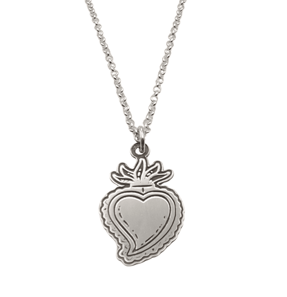 Collar Hati de plata 925 con corazón en llamas
