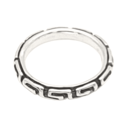 Anillo Noha de plata con laberintos geométricos