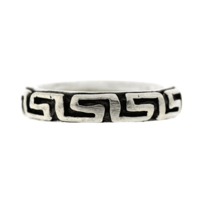 Anillo Noha de plata con laberintos geométricos