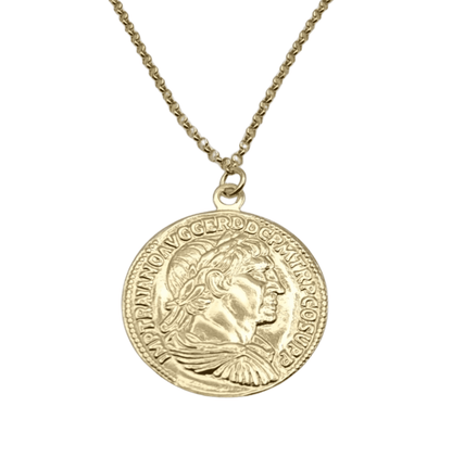 Collar Trajano de plata 925 bañado en oro con moneda romana