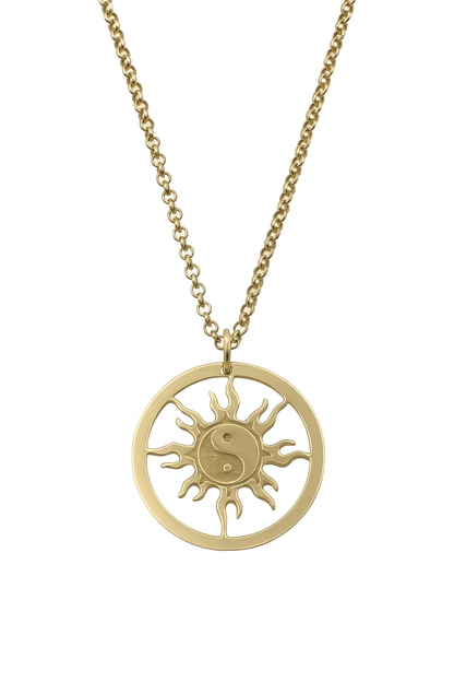Collar Yinyang de plata 925 bañado en oro con símbolo yin yang