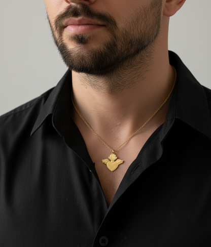 Collar Okan de plata 925 bañado en oro con corazón y alas