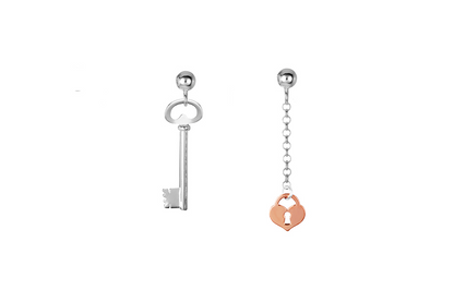 Pendientes Kadna de plata 925 con llave y candado