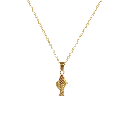 Collar Fish de acero dorado 18K con colgante de pez