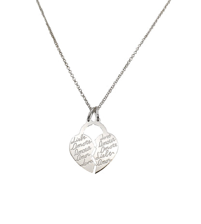 Collar Waka de plata 925 con corazón y amor en varios idiomas