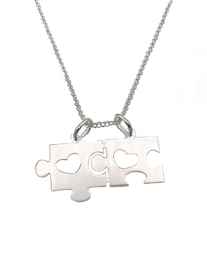 Collar Baamú de plata 925 con corazones puzzle