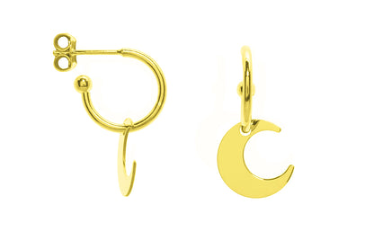 Pendientes Maan de plata 925 bañados en oro con media luna