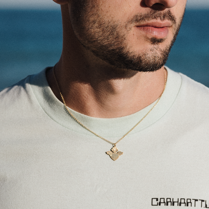 Collar Okan de plata 925 bañado en oro con corazón y alas