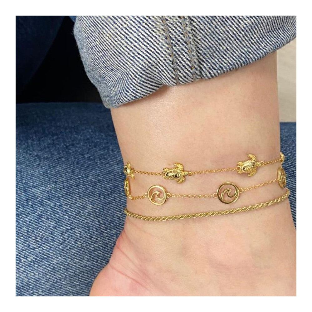 Tobillera Mareola chapada en oro de 18K