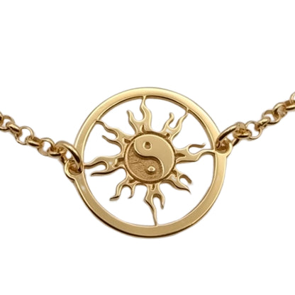 Pulsera Yinyang de plata 925 bañada en oro con símbolo yin yang